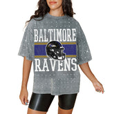 Baltimore Ravens Gameday Couture Women's Oversized Mini Rhinestone Classic T-Shirt - Gray - NFL