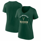 Milwaukee Bucks Logo Athletic Women's Unrivaled V-Neck T-Shirt Hunter Green