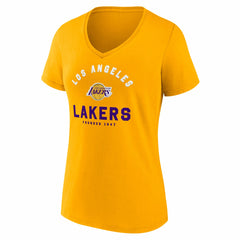 Los Angeles Lakers Logo Athletic Women's Unrivaled V-Neck T-Shirt Gold