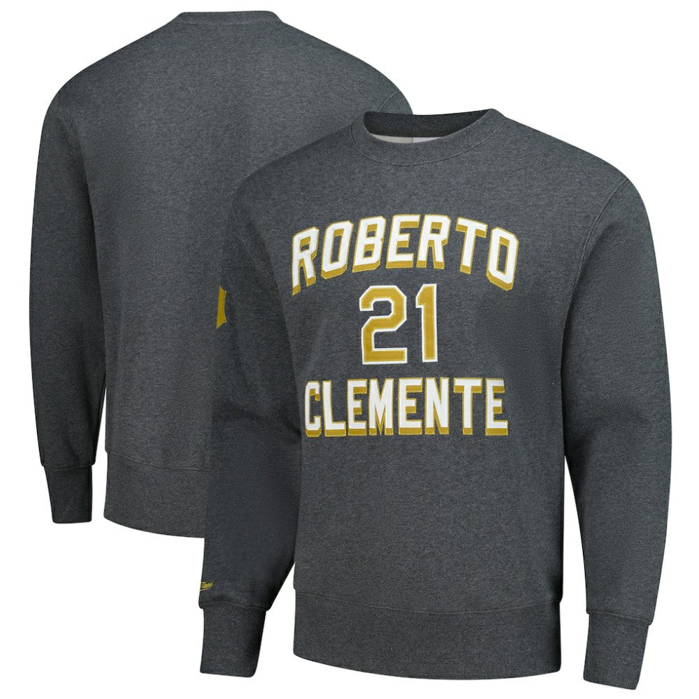 Roberto Clemente Pittsburgh Pirates Mitchell & Ness Legends Collection Vintage Logo Name & Number Fleece Pullover Sweatshirt Online