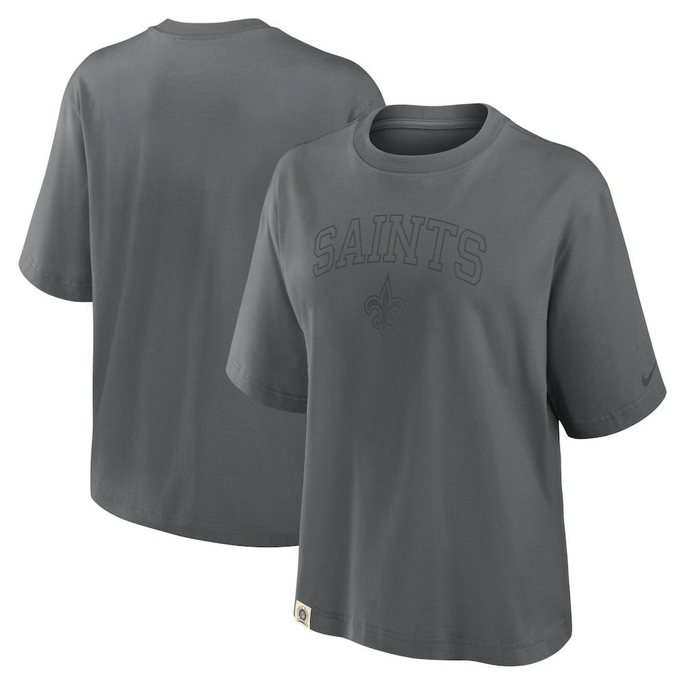 New Orleans Saints Women's Glory Arch Boxy T-Shirt - Charcoal - Nike