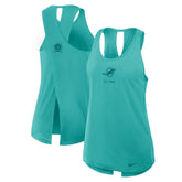 Miami Dolphins Women's Glory Open-Back Crisscross Dri-FIT Tank Top - Aqua - Nike