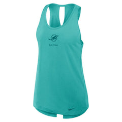 Miami Dolphins Women's Glory Open-Back Crisscross Dri-FIT Tank Top - Aqua - Nike