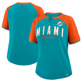 Miami Dolphins Women's Height Advantage T-Shirt - Aqua/Orange - Fanatics