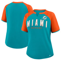 Miami Dolphins Women's Height Advantage T-Shirt - Aqua/Orange - Fanatics