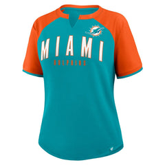 Miami Dolphins Women's Height Advantage T-Shirt - Aqua/Orange - Fanatics