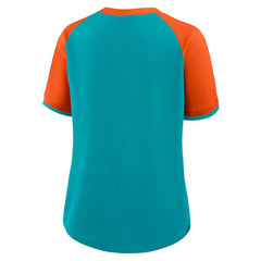 Miami Dolphins Women's Height Advantage T-Shirt - Aqua/Orange - Fanatics