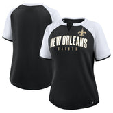 New Orleans Saints Women's Height Advantage T-Shirt - Black/White - Fanatics