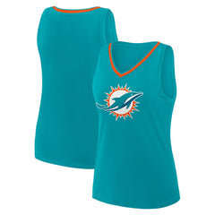 Miami Dolphins Logo Athletic Women's Stellar Win V-Neck Tank Top - Aqua - NFL