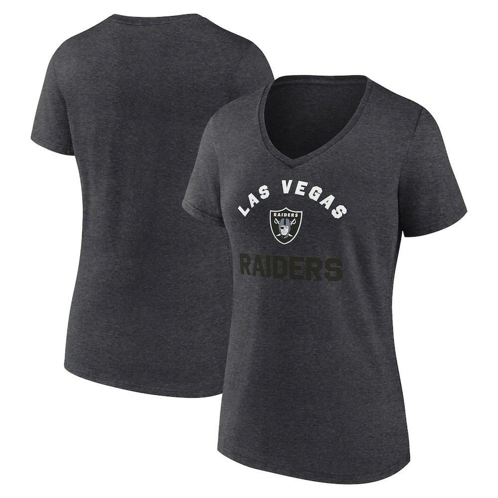 Las Vegas Raiders Logo Athletic Women's Unrivaled V-Neck T-Shirt - Heather Charcoal - NFL