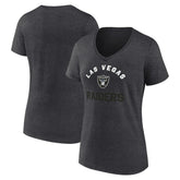 Las Vegas Raiders Logo Athletic Women's Unrivaled V-Neck T-Shirt - Heather Charcoal - NFL