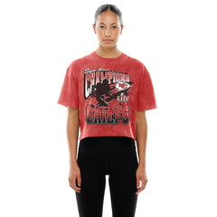 Kansas City Chiefs New Era Women's Cropped Boxy Sport Classics Mineral Wash T-Shirt - Red - NFL
