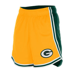 Green Bay Packers New Era Women's Sport Classics Mesh Shorts - Gold/Green - NFL