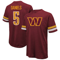Jayden Daniels Washington Commanders Majestic Threads Name & Number Oversize Fit T-Shirt - Burgundy - NFL