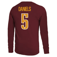 Jayden Daniels Washington Commanders Majestic Threads Name & Number Non-Distressed Long Sleeve T-Shirt - Burgundy - NFL