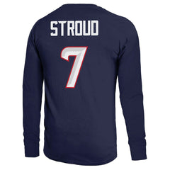 C.J. Stroud Houston Texans Majestic Threads Name & Number Non-Distressed Long Sleeve T-Shirt - Navy - NFL