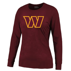 Jayden Daniels Washington Commanders Majestic Threads Women's Player Name & Number Long Sleeve T-Shirt - Burgundy - NFL