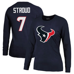 C.J. Stroud Houston Texans Majestic Threads Women's Player Name & Number Long Sleeve T-Shirt - Navy - NFL
