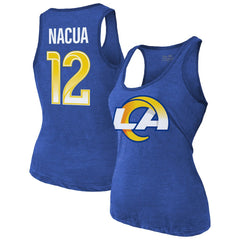 Puka Nacua Los Angeles Rams Majestic Threads Women's Name & Number Tri-Blend Scoop Neck Tank Top - Royal - NFL