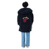 The Best Lounger in the World By Jill Martin Miami Heat Unisex Black Oversized Open-Front Hoodie Sweater