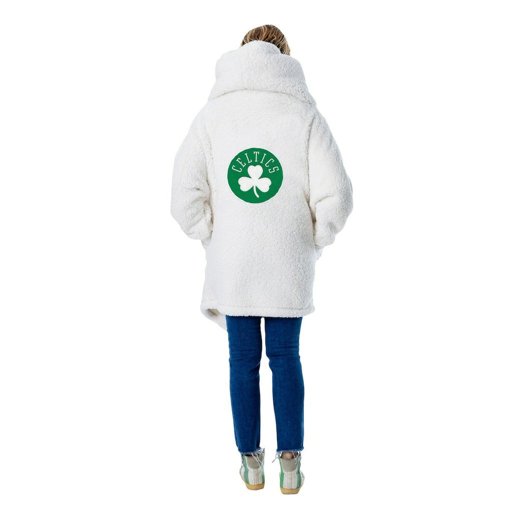 The Best Lounger in the World By Jill Martin Boston Celtics Unisex Cream Oversized Open-Front Hoodie Sweater