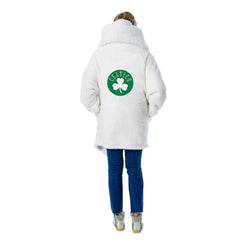 The Best Lounger in the World By Jill Martin Boston Celtics Unisex Cream Oversized Open-Front Hoodie Sweater
