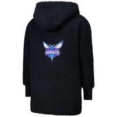 The Best Lounger in the World By Jill Martin Charlotte Hornets Unisex Black Oversized Open-Front Hoodie Sweater