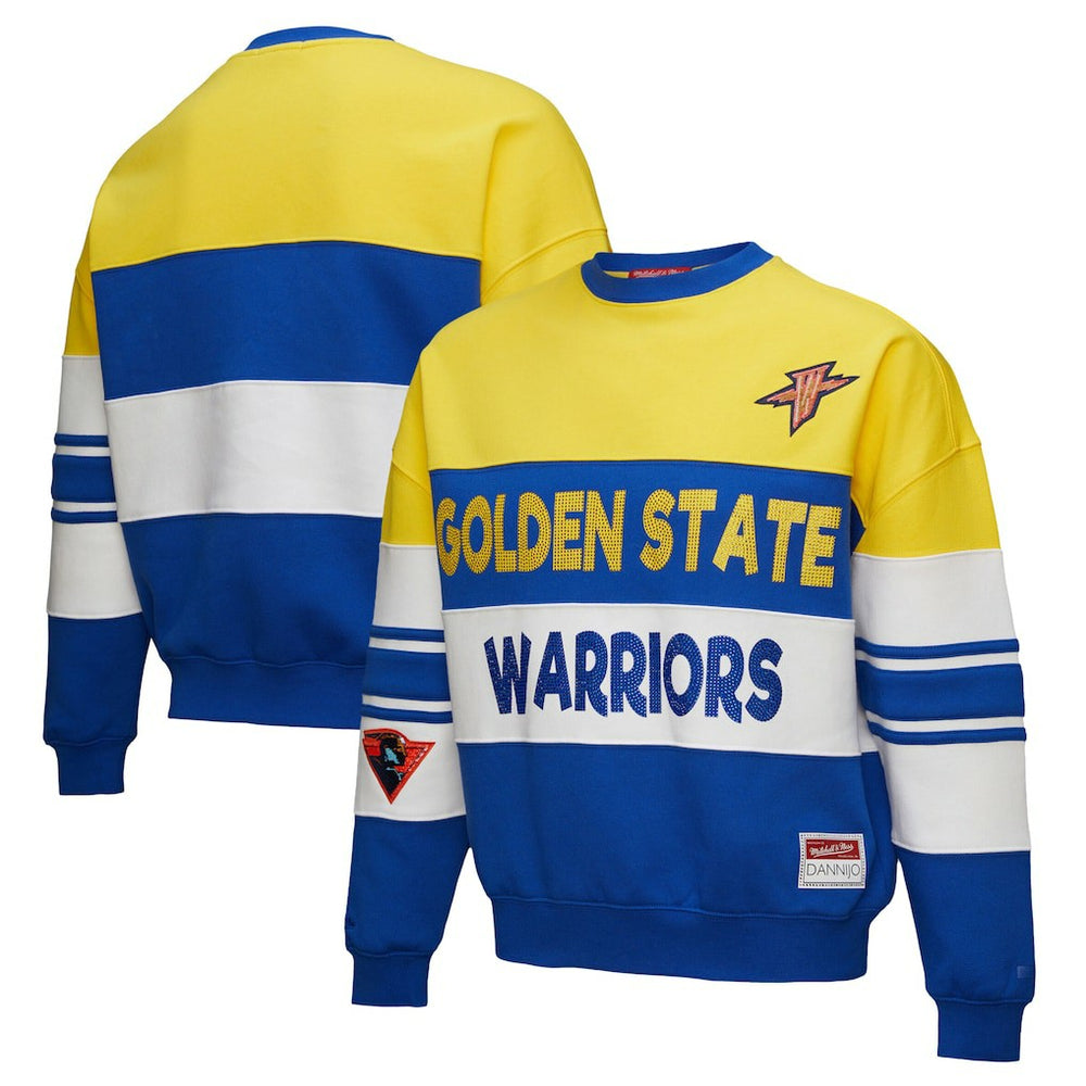 Mitchell & Ness Golden State Warriors x DANNIJO Women's Blocked Pullover Sweatshirt Gold/Royal