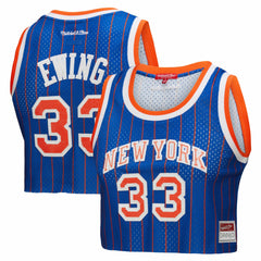 Mitchell & Ness Patrick Ewing New York Knicks x DANNIJO Women's Fashion Cropped Basketball Jersey Royal