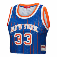 Mitchell & Ness Patrick Ewing New York Knicks x DANNIJO Women's Fashion Cropped Basketball Jersey Royal