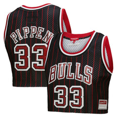 Mitchell & Ness Scottie Pippen Chicago Bulls x DANNIJO Women's Fashion Cropped Basketball Jersey Black