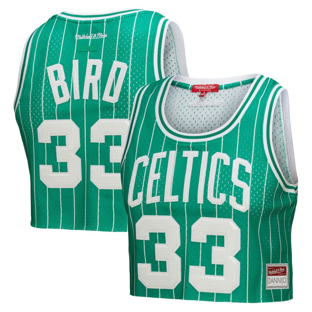 Mitchell & Ness Larry Bird Boston Celtics x DANNIJO Women's Fashion Cropped Basketball Jersey Kelly Green