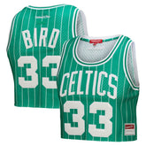 Mitchell & Ness Larry Bird Boston Celtics x DANNIJO Women's Fashion Cropped Basketball Jersey Kelly Green