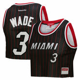 Mitchell & Ness Dwyane Wade Miami Heat x DANNIJO Women's Fashion Cropped Basketball Jersey Black