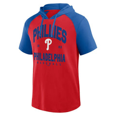 Philadelphia Phillies Logo Athletic Prime Raglan Short Sleeve Hoodie T-Shirt Outlet