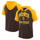 San Diego Padres Logo Athletic Prime Raglan Short Sleeve Hoodie T-Shirt Outlet