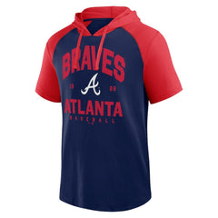 Atlanta Braves Logo Athletic Prime Raglan Short Sleeve Hoodie T-Shirt Outlet