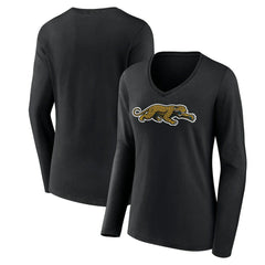 Jacksonville Jaguars Women's Classic Logo Long Sleeve V-Neck T-Shirt - Black - NFL