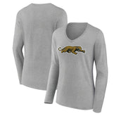 Jacksonville Jaguars Women's Classic Logo Long Sleeve V-Neck T-Shirt - Gray - NFL