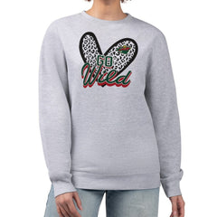 Minnesota Wild G-III 4Her by Carl Banks Women's Animal Print Heart Fleece Pullover Sweatshirt - Heather Gray | NHL Lifestyle