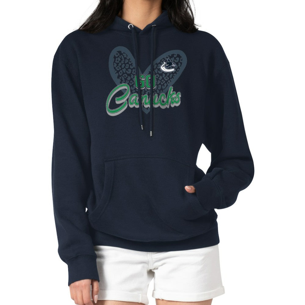 Vancouver Canucks G-III 4Her by Carl Banks Women's Animal Print Heart Fleece Pullover Hoodie - Navy | NHL discount