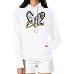 Boston Bruins G-III 4Her by Carl Banks Women's Animal Print Heart Fleece Pullover Hoodie - White | NHL near me