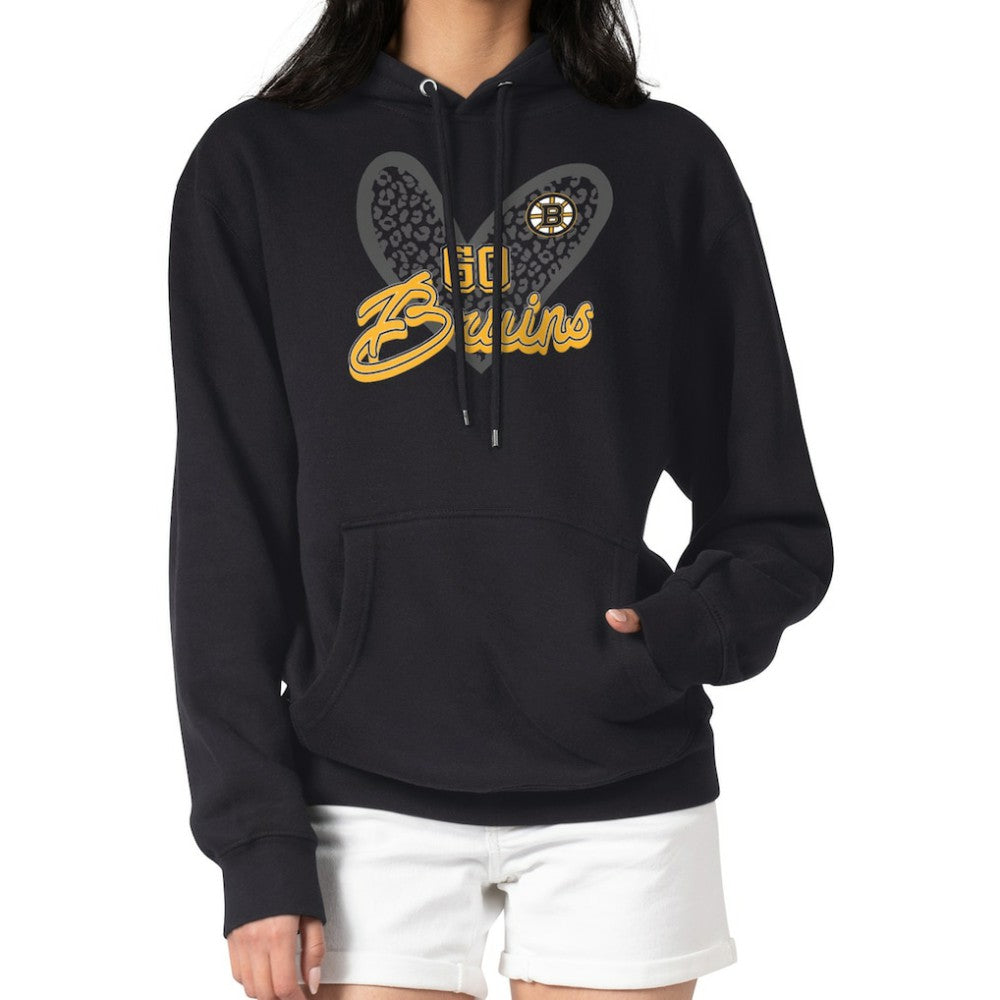 Boston Bruins G-III 4Her by Carl Banks Women's Animal Print Heart Fleece Pullover Hoodie - Black | NHL on sale