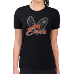 Anaheim Ducks G-III 4Her by Carl Banks Women's Super-Slim Fit Lightweight Animal Print Heart T-Shirt - Black | NHL Clearance