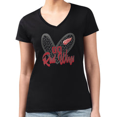 Detroit Red Wings G-III 4Her by Carl Banks Women's Super-Slim Fit Lightweight Animal Print Heart V-Neck T-Shirt - Black | NHL sale