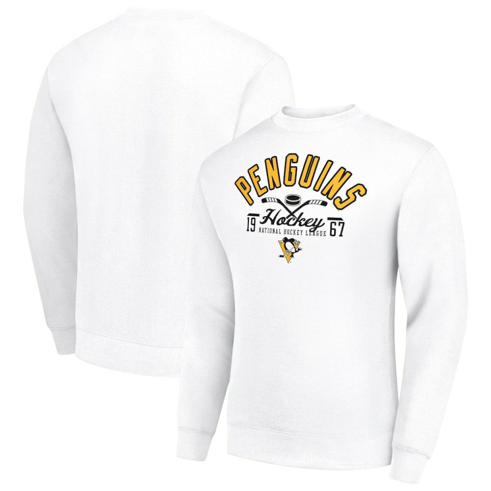Pittsburgh Penguins Starter Stick And Puck Logo Fleece Pullover Sweatshirt - White | NHL discount