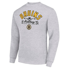 Boston Bruins Starter Stick And Puck Logo Fleece Pullover Sweatshirt - Heather Gray | NHL on sale