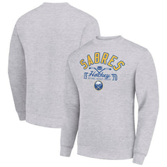 Buffalo Sabres Starter Stick And Puck Logo Fleece Pullover Sweatshirt - Heather Gray | NHL discount