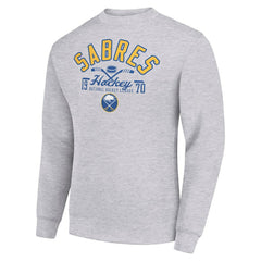 Buffalo Sabres Starter Stick And Puck Logo Fleece Pullover Sweatshirt - Heather Gray | NHL discount