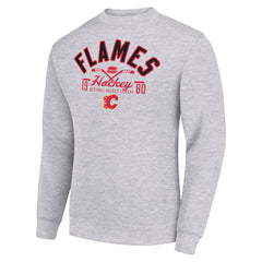 Calgary Flames Starter Stick And Puck Logo Fleece Pullover Sweatshirt - Heather Gray | NHL online